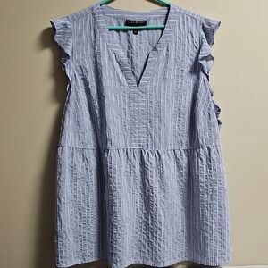 Lane Bryant Light Blue Ruffle Sleeve Blouse